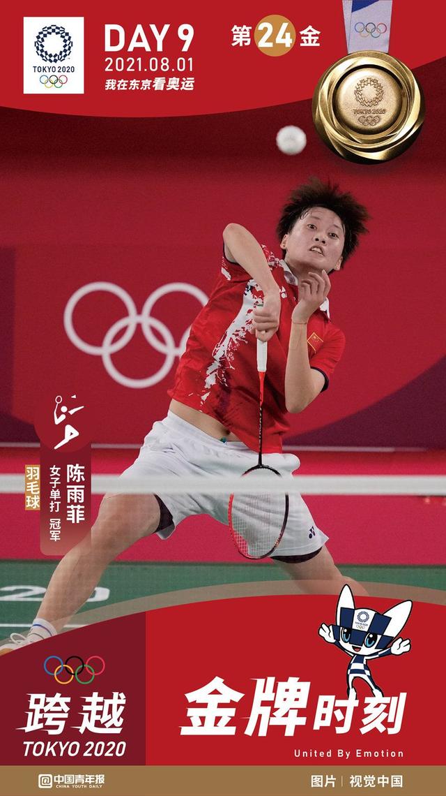 陈雨菲羽毛球女单夺冠!中国奥运军团第24金!