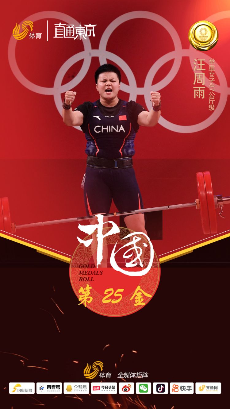 再夺一金!汪周雨夺得举重女子87公斤级冠军