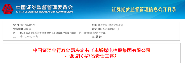 账面800多亿是假的 两任董事长被罚款 永煤控股债务违约震动市场...