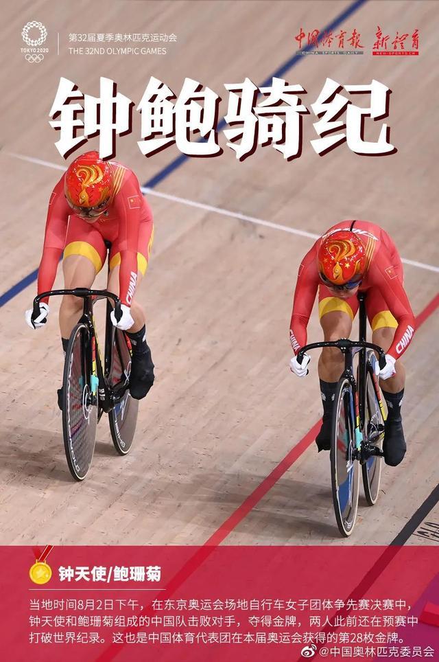 第28金!钟天使鲍珊菊获得女子团体争先赛冠军