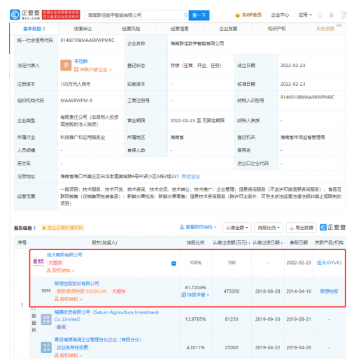 联想关联公司于海南成立数字智能公司 法人为李冠群，注册资本100万元