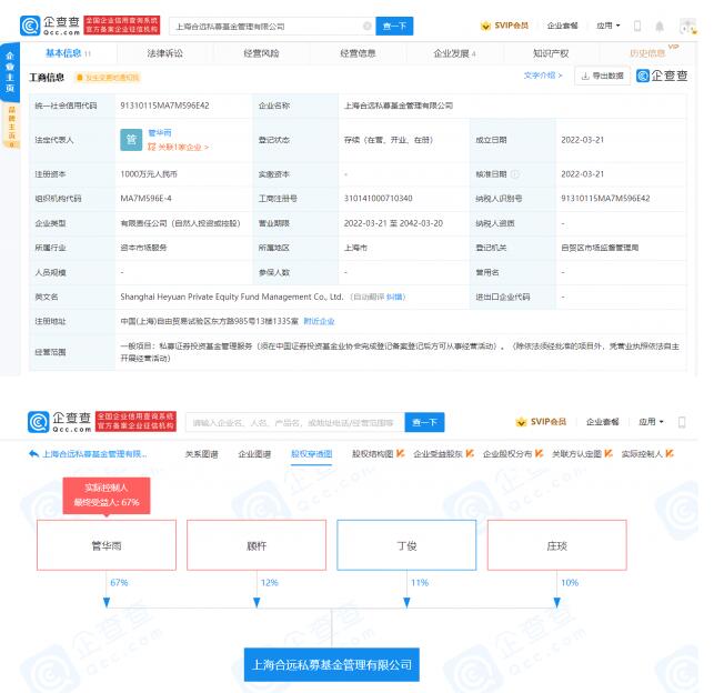 私募大佬管华雨成立基金公司 资本1000万元