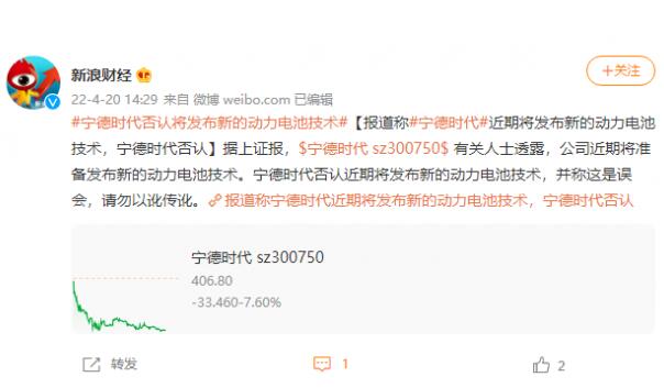 宁德时代否认近期将发布新的动力电池技术：是误会，请勿以讹传讹