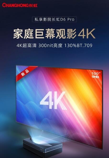 长虹激光电视D6 Pro新品上市 4K超高清618首发价不到万元